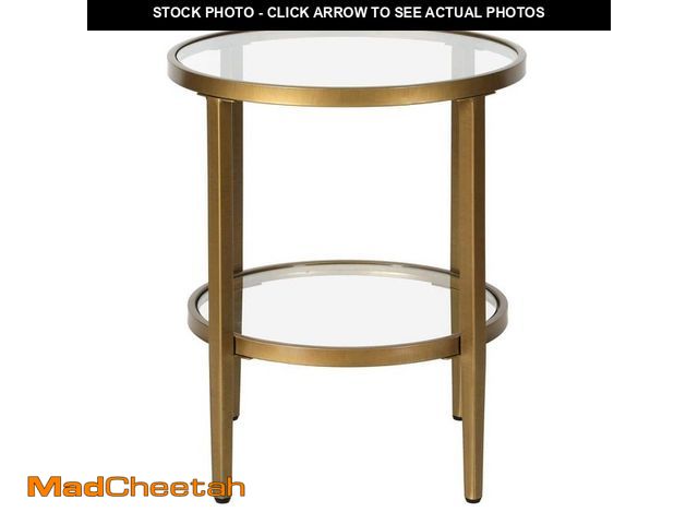 Lot 74-14115421 - Meyer&amp;Cross Hera 20 in. Antique Brass Finish Round Glass Top End Table - UNUSED