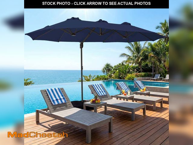 Lot 74-14309442 - FUNDAZE 15x9ft Rectangle Market Patio Umbrella Double-Sided Cantilever Offset Outdoor Umbrella with ...