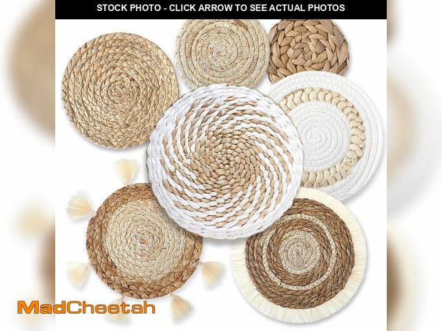 Lot 74-13540733 - Beeveer 7 Pcs Boho Wall Baskets Decor Hanging Rustic Rattan Wicker Wall Basket for Farmhouse Living ...