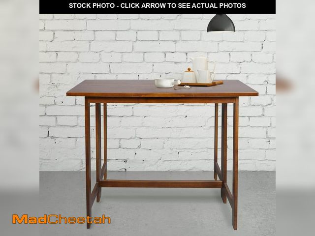 Lot 74-12774165 - (MISSING HARDWARE) Casual Home Flip-Top Warm Brown Solid Wood 40 in. 4-Legs Convertible Console to D...