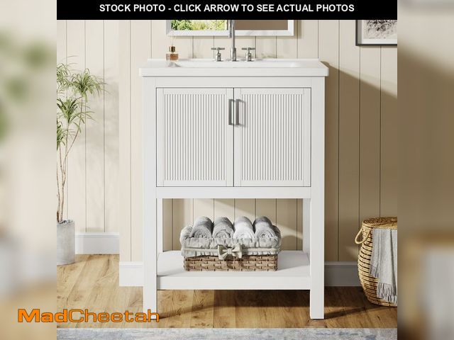 Lot 74-12897323 - Tribesigns 24" Bathroom Vanity with Sink, Modern Freestanding Vanity with Ceramic Porcelain Basin, 2...