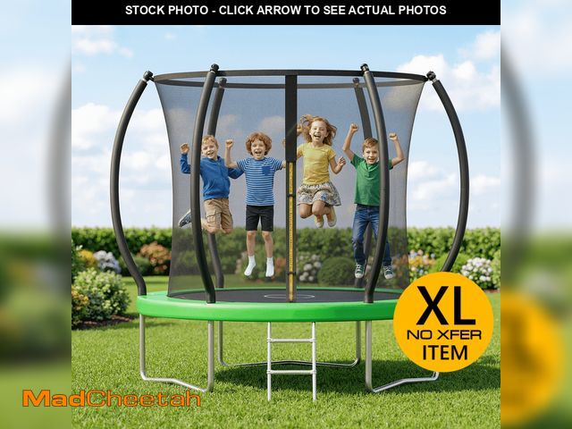 Lot 74-14609224 - Outdoor Trampoline,Fashionsport Outfitters 10FT Round Jumping Trampoline with Enclosure Net and Ladd...