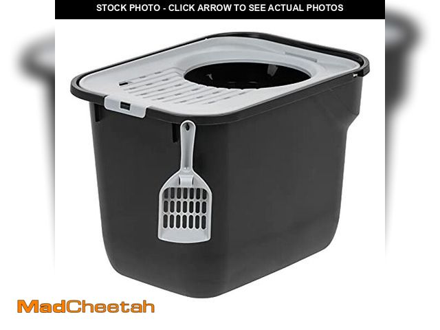 Lot 74-12760213 - IRIS USA Cat Litter Box, Large Cat Box Enclosure, Top Entry with Litter Catching Lid, Enclosed with ...