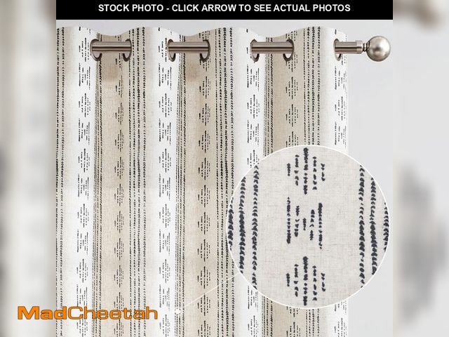 Lot 74-11551854 - jinchan Boho Curtains Linen Blend Curtains for Living Room Black Farmhouse Boho Curtains 63 Inch Len...