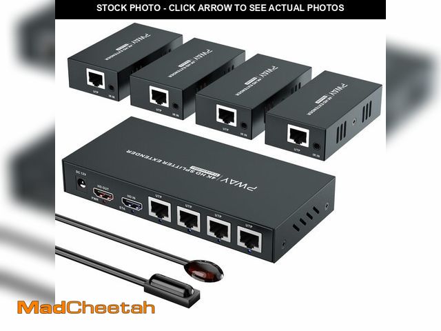 Lot 74-12712704 - HDMI Extender Splitter 1x4 HD 4K @60Hz Over CAT5/CAT6/CAT7 Ethernet CableÃ¢â¬âUp to 196ft-Loop Ou...