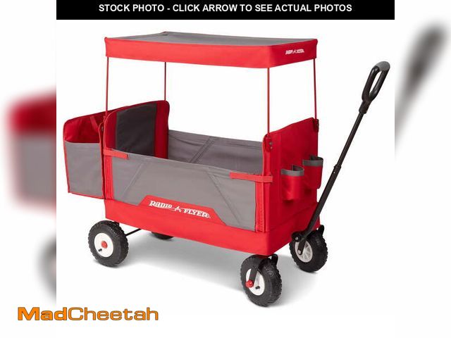 Lot 74-12859624 - Radio Flyer, 3-in-1 All-Terrain EZ Fold Wagon with Canopy, Red and Gray, Air Tires - UNUSED