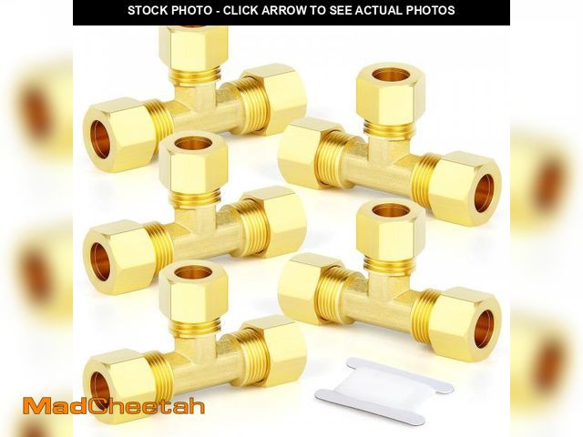Lot 74-12436389 - GASHER 5PCS Brass Compression Tube Pipe Fitting Connector, TeeÃ¯Â¼Å1/2" x 1/2" x 1/2" Tube OD Conne...
