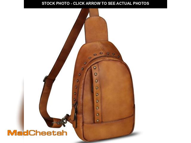 Lot 74-12702087 - IVTG Genuine Leather Sling Bag for Women Sling Backpack Chest Shoulder Hiking Daypack Vintage Handma...