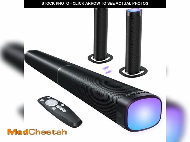 Lot 74-13624722 - FHNFHN Sound Bar for Smart TV, 100W Sound Bar with 3 Dynamic RGB Lights,Bluetooth 5.3, ARC/Opt/AUX C...