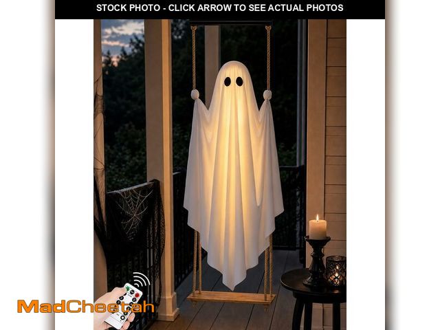 Lot 74-14476431 - Halloween Decorations Outdoor 4.6FT Large Pre-Assembled Hanging Swing Ghost - UNUSED