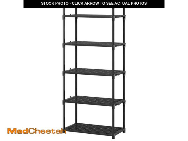 Lot 74-12491211 - GPED 5-Tier Plastic Storage Shelves, 57" Garage Rack Storage Organizer, Multipurpose Shelf for Home,...