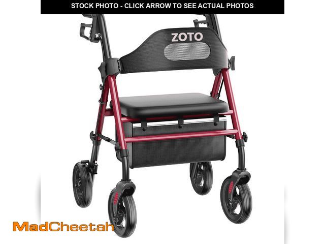Lot 74-12850144 - ZOTO Foldable Rollator Walker with Seat for Seniors, Height Adjustable Lightweight Rolling Walker wi...