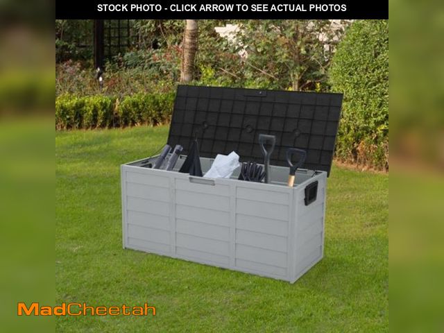 Lot 74-12155663 - Ktaxon 75gal Outdoor Garden Resin Storage Deck Box Tools Black - UNUSED