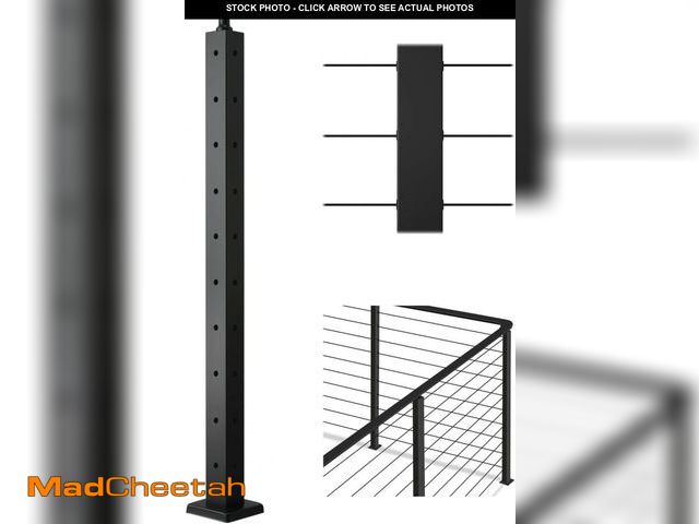 Lot 74-12399420 - VEVOR Cable Railing Post, 36"x2"x2" Deck Railing Post, Black Corner Post, Stainless Steel Cable Rail...