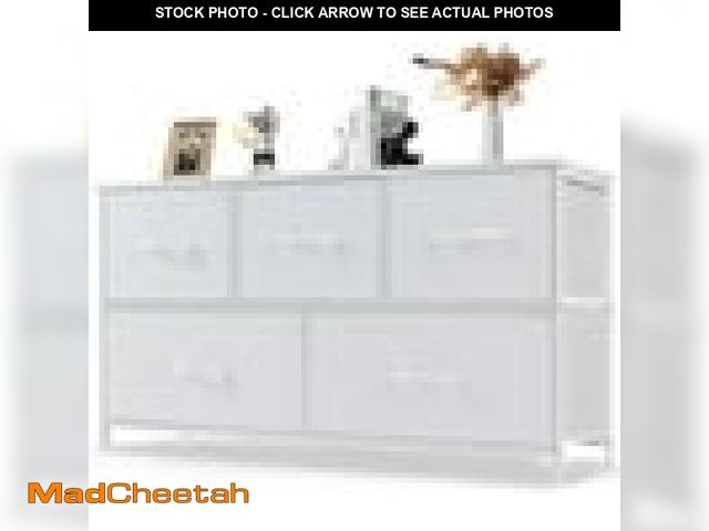 Lot 74-12480174 - edx 5 Drawer Dresser Wide Chest Of Drawers Nightstand Storage Tower Storage Dresser Fabric Dresser W...