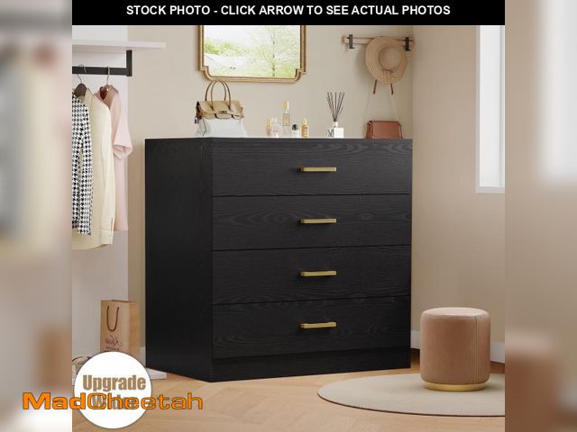 Lot 74-12487971 - 4 Drawers Dresser Bedside Night Stand for Bedroom, Closet, Entryway, Hallway, Black - UNUSED