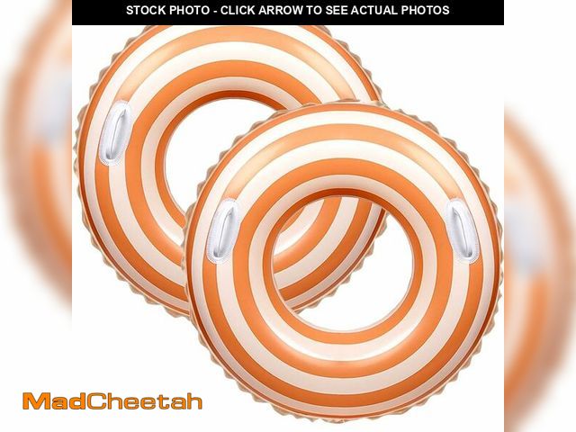 Lot 74-13539174 - 2 PCS Striped Pool Floats for Adults Extra Large 42 inch Swimming Rings Tube with Handles -Inflatabl...