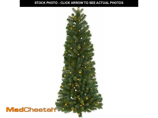 Lot 74-13011346 - Nearly Natural 4ft. Flat Back Wall Hanging Artificial Christmas Tree with 50 Clear LED Lights - USED