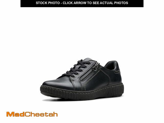 Lot 74-14265799 - Clarks Collection Women's Caroline Janna Sneaker, Black Leather, 8.5 Medium US - USED