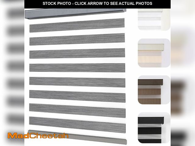 Lot 74-13709896 - Joydeco Cordless Zebra Blinds for Windows, Dual Layer Light Control Window Blinds with Light-Proof A...