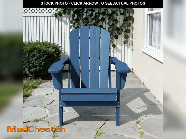 Lot 74-14086425 - LOYALICE Outdoor Patio Chair, HDPE Plastic Adirondack Chair, Navy Blue - UNUSED