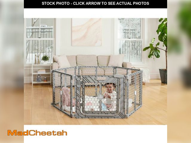 Lot 74-12677502 - Regalo Plastic Play Yard With Door - Gray - USED