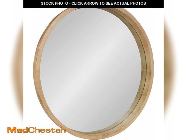 Lot 74-12267084 - Kate and Laurel Hutton Round Decorative Large Modern Wood Frame Wall Mirror, 30 Inch Diameter, Natur...