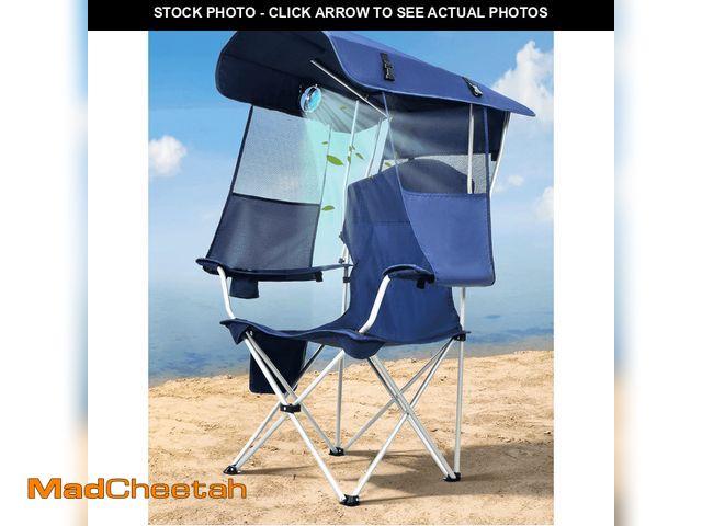 Lot 74-12549853 - VicTsing Beach Chair with Canopy Shade and Fan, 360Â° Rotatable &amp; 3-Speed Airflow, Portable Fold...