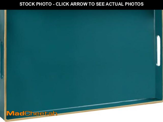 Lot 74-12328969 - MAONAME Teal Serving Tray with Handles, Modern Decorative Tray for Coffee Table, Plastic Rectangular...