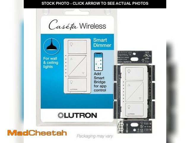 Lot 74-12855174 - Caseta Smart Dimmer Switch with Wall Plate for Wall &amp; Ceiling Lights, 150W LED, White (PDW-6WCL-...