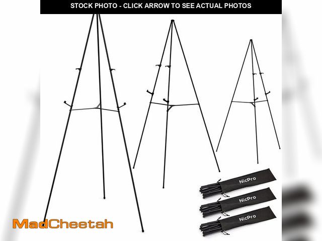 Lot 74-14270563 - Nicpro Folding Easels for Display, 3 Pack 63 Inch Metal Floor Easel Stand Tripod Black Portable for ...