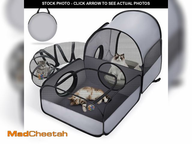 Lot 74-14301068 - Portable Cat Playpen with Surround Tunnel, 2-Linked-Enclosed Areas, Ideal Cat Tent Outdoor or Cat Pl...