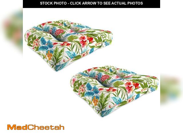 Lot 74-12584817 - Jordan Manufacturing 18 in. W x 18 in. D x 4 in. T Square Outdoor Wicker Seat Cushion in Carena Mult...