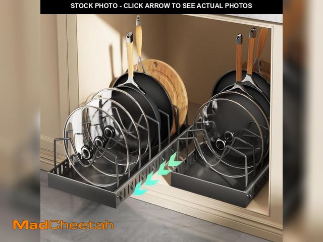 Lot 74-12330804 - Pull Out Pots and Pans Organizer Under Cabinet, Sliding Lid Holder and Pan Rack in Kitchen, Slide Ou...
