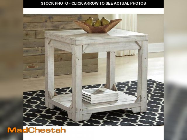Lot 74-12032509 - Signature Design By Ashley Fregine 22.13 in. White Rectangle Wood End Table with Lower Shelf - UNUSE...