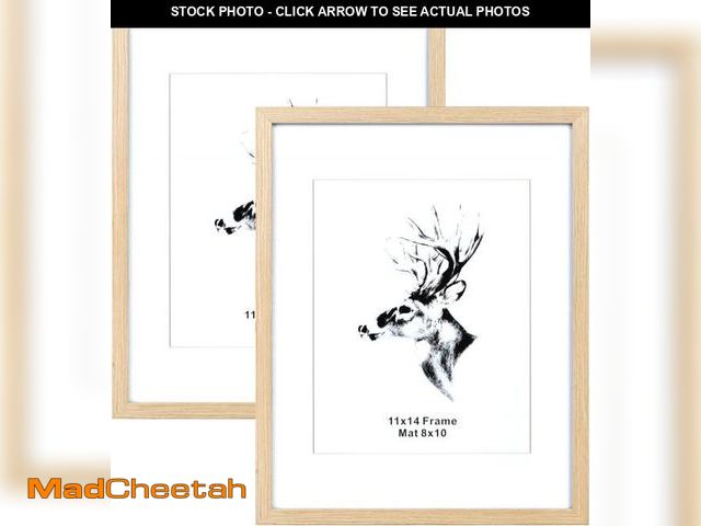 Lot 74-12444614 - Yaetm 11x14 Picture Frame with Mat for 8x10 Set of 2, Natrual Solid Oak Wood Photo Frames 11x14 with...