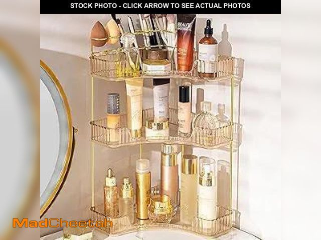 Lot 74-12126551 - NATURE'S SOURCE Makeup Organizer for Vanity, 3-Tier Corner Bathroom Organizer Countertop with Makeup...