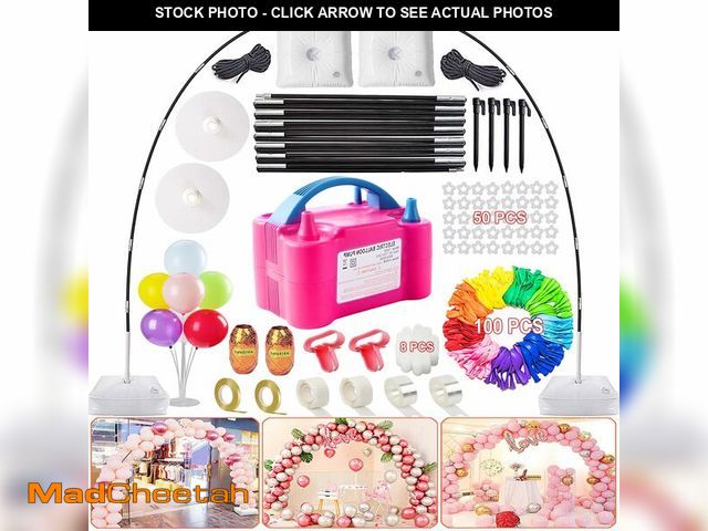 Lot 74-14264850 - Balloon Arch Kit and Balloon Pump, 9Ft Tall &amp; 10Ft Wide Adjustable Balloon Arch Stand Kit with E...