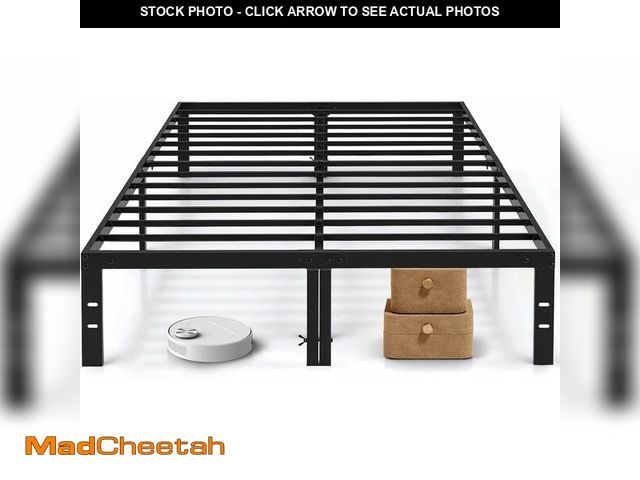 Lot 74-13844786 - Queen Size Bed Frame, 14 Inch Metal Platform Bed Frames with Heavy Duty Steel Slat Support, No Box S...