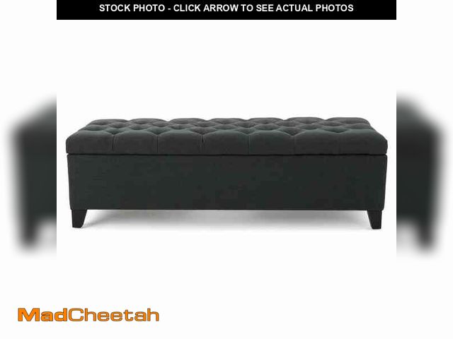 Lot 74-13768643 - Noble House Dark Gray Tufted Fabric Storage Bench - UNUSED