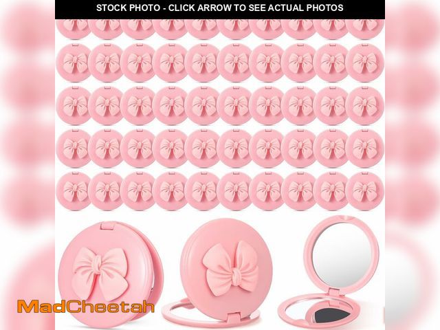 Lot 74-14271645 - RattanView 50 Pcs Pink Bow Compact Mirror Bulk Mini Coquette Party Favors Girly Portable Pocket Roun...