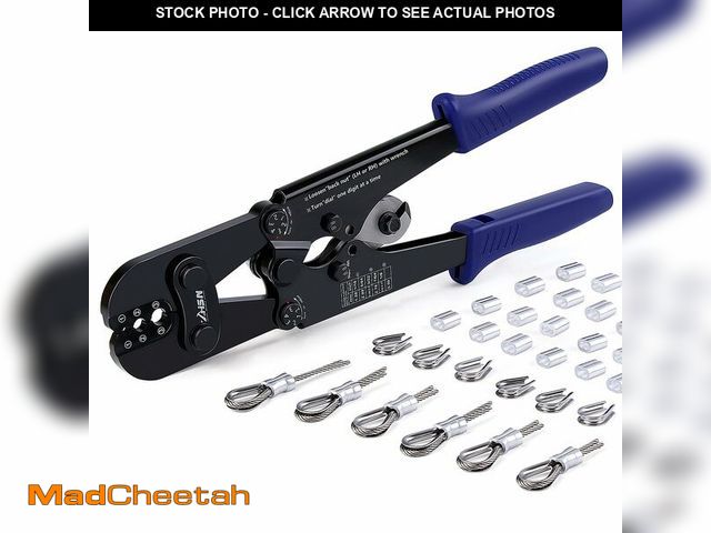 Lot 74-14055096 - Zhushan Wire Rope Crimper Tool Kit - Wire Rope Crimper Cutter From1/16inch To1/8inch, Comes with 100...