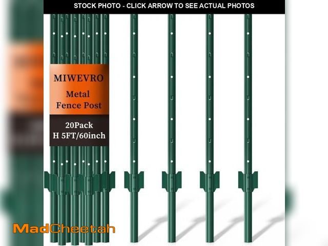 Lot 74-12507911 - 20 Pack Garden Fence Post, 5 Feet Heavy Duty Metal U-Post for Wire Fence, No Dig Garden Fence Stakes...