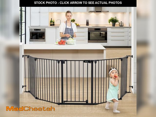 Lot 74-12761745 - COMOMY 127.8" Extra Wide Baby Gate, Dog Gate for House Stairs Doorways Fireplace, Auto Close Pet Gat...