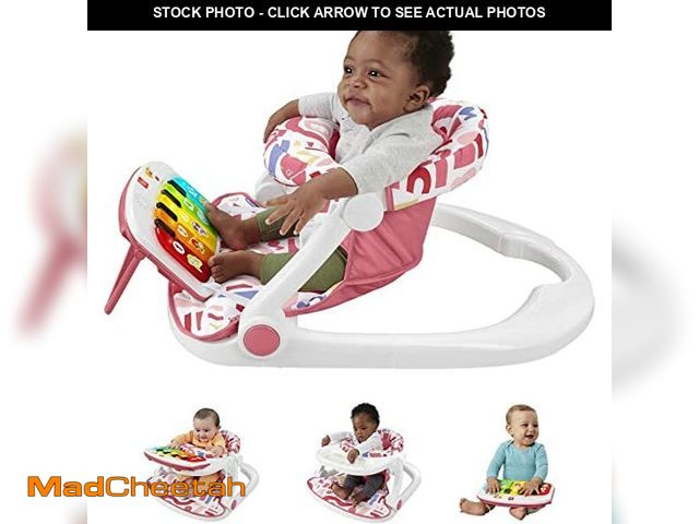 Lot 74-12544037 - Fisher-Price Portable Baby Chair, Pink Kick &amp; Play Deluxe Sit-Me-Up Seat with Piano Learning Toy...