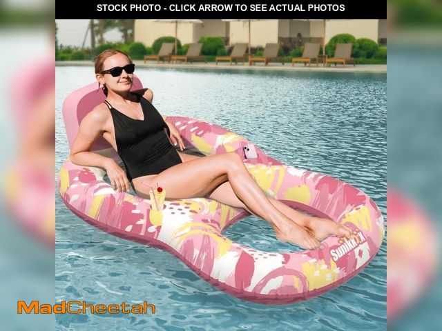 Lot 74-12442801 - Sunikko X Pool Floats Adult with Backrest and 2 Cup Holder, Luxury Inflatable Chair Lounger Backrest...