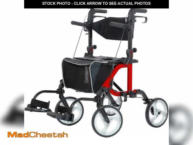 Lot 74-12665010 - ELENKER 2 in 1 Rollator Walker &amp; Transport Chair, Folding Wheelchair with 10" Non-Slip Wheels fo...