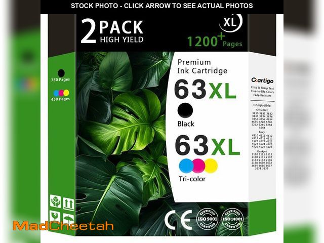 Lot 74-14472478 - 63XL High Yield Ink Cartridges Combo Pack Compatible for HP 63XL 63 Replacement for HP Envy 4510 451...
