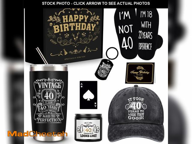 Lot 74-13716289 - JTAMOHI 40th Birthday Gifts for Men - Unique Box with 20 Oz Tumbler, Scented Candle, Socks, Baseball...