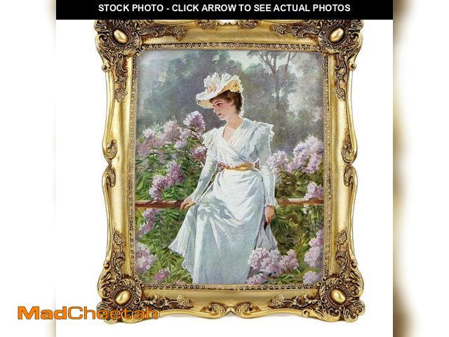 Lot 74-12310375 - MOMLKFDAY Vintage 8x10 Picture Frames Gold Photo Frame Golden Gemstone with Glass Floral Antique Pic...
